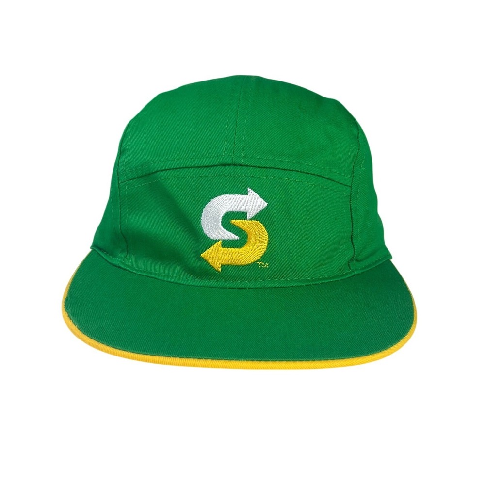 Subway Employee Uniform Hat Green Snapback 5 Panel Cotton Embroidered Logo Cap